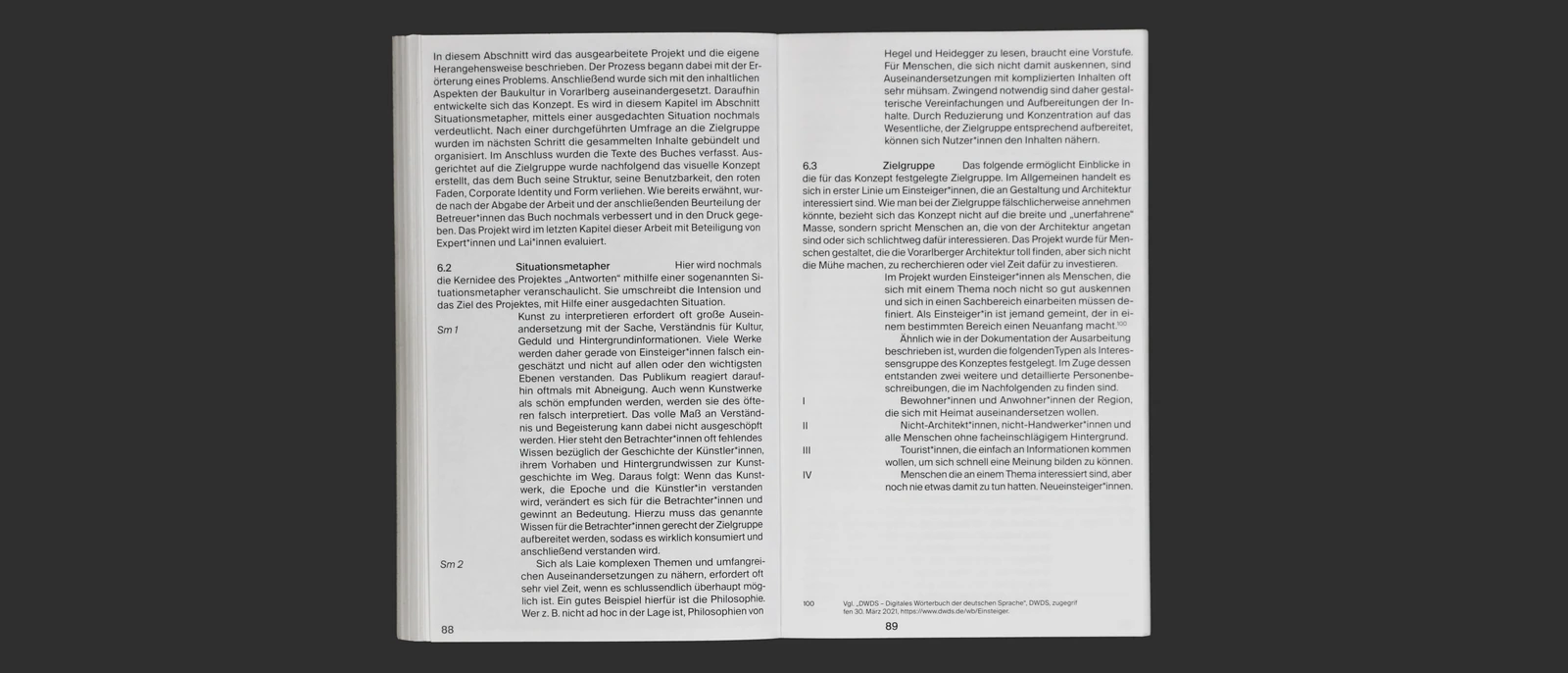 Open book spread with German text and section headings.