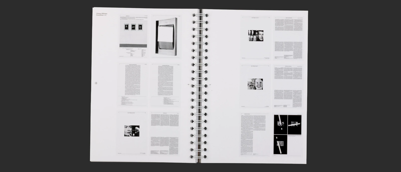 Open thesis spread showing a workshop and a person working at a machine.
