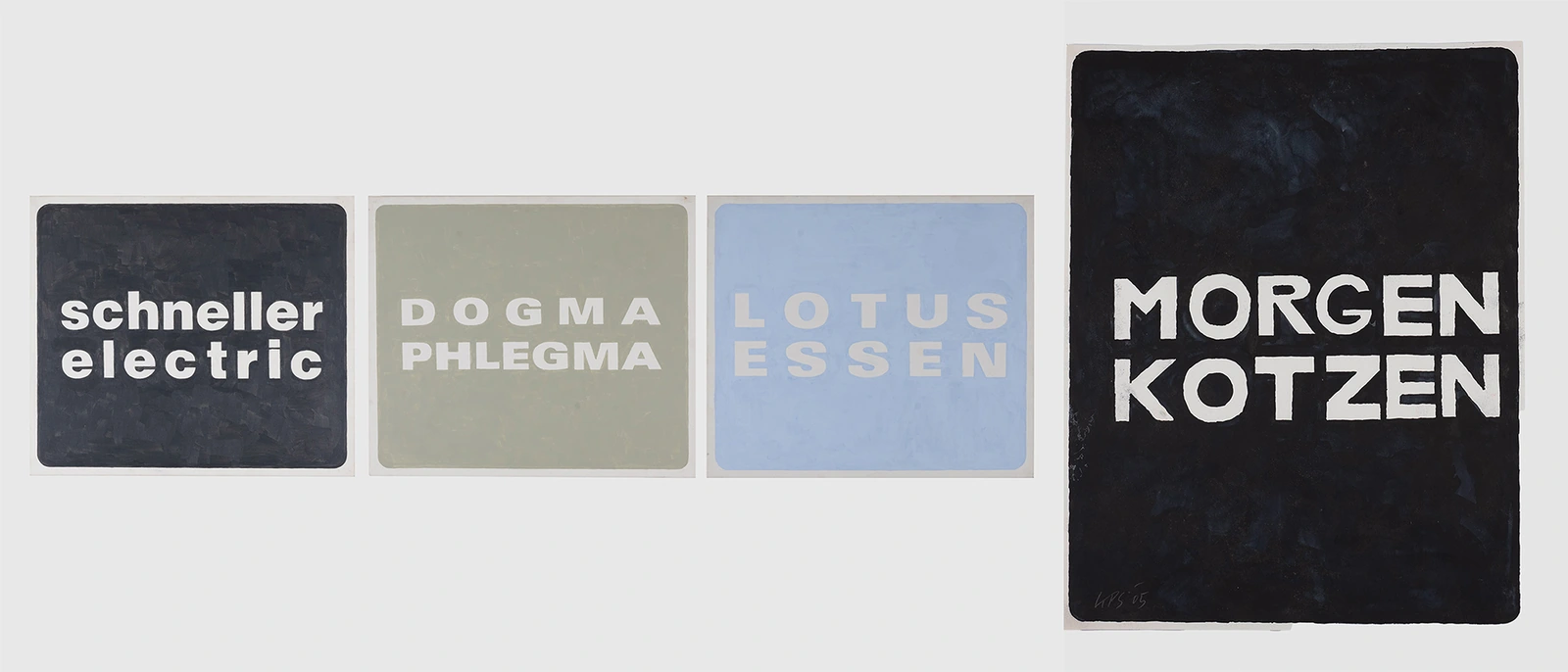Studio reproductions of typographic works by Klaus Scheuringer.
