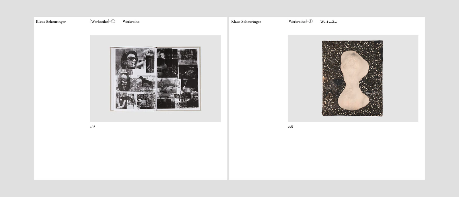 Archive pages with studio reproductions of photographic and mixed-media works.